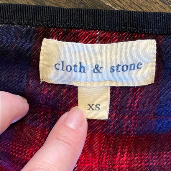 Cloth & Stone Blue and Red Plaid XS EUC - Picture 3 of 8